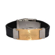 دستبند چرم مدل Faravahr رنگ طلایی