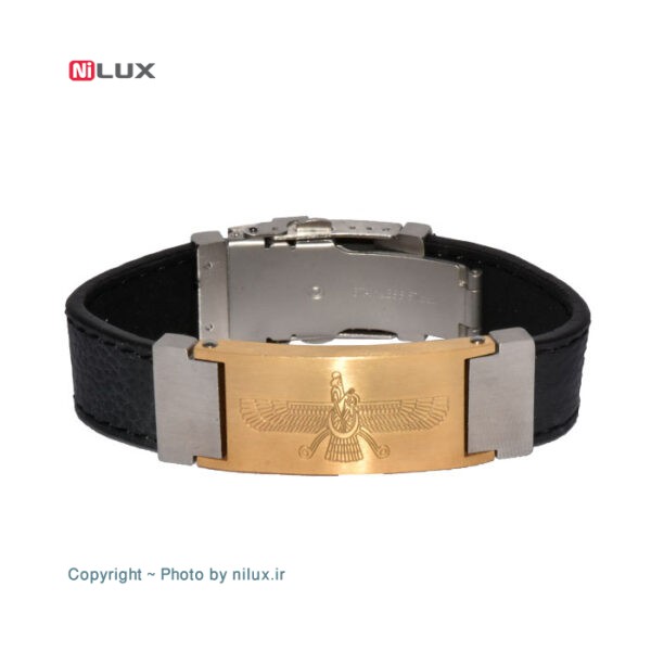 دستبند چرم مدل Faravahr رنگ طلایی