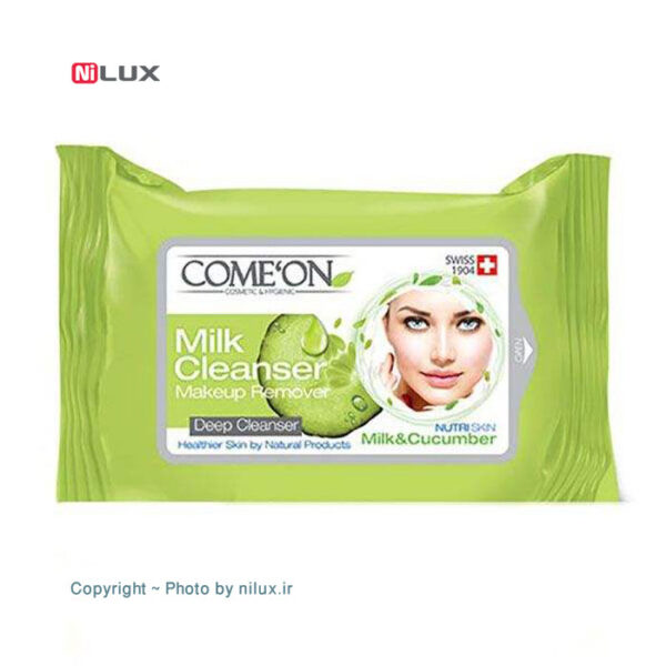 دستمال مرطوب پاک کننده آرایش کامان مدل Milk Cleanser بسته 20 عددی
