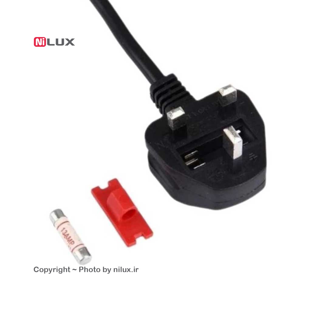 کابل برق سه پین منبع تغذیه کامپیوتر 13 آمپر 1.5 متری